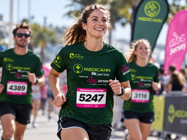A smiling runner at the Medicann 5K